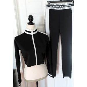 Black with White Strip 2 piece Track Suit
